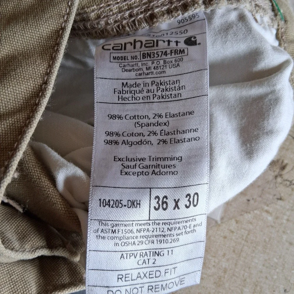 Carhartt FR Relaxed Fit Carpenter Pants Tan‎ 36x30 EUC